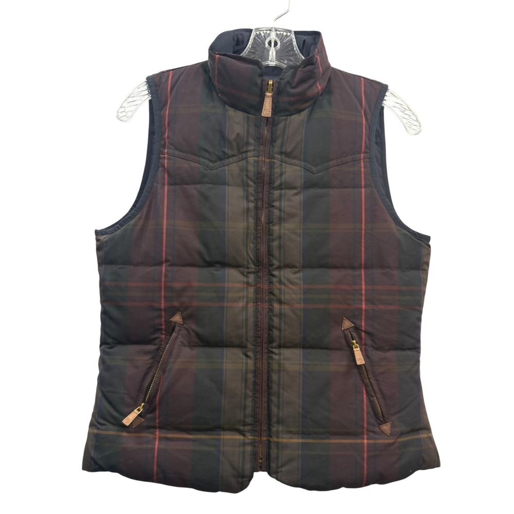 Lauren Ralph Lauren Plaid Quilted Puffer Vest Layering Preppy Equestrian PS